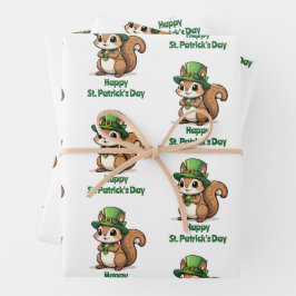 Hoja De Papel De Regalo La ardilla del Día de San Patricio con el Gorra Ve