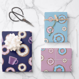 Hoja De Papel De Regalo La celebración estableció Mug Coffee Sweet Donuts