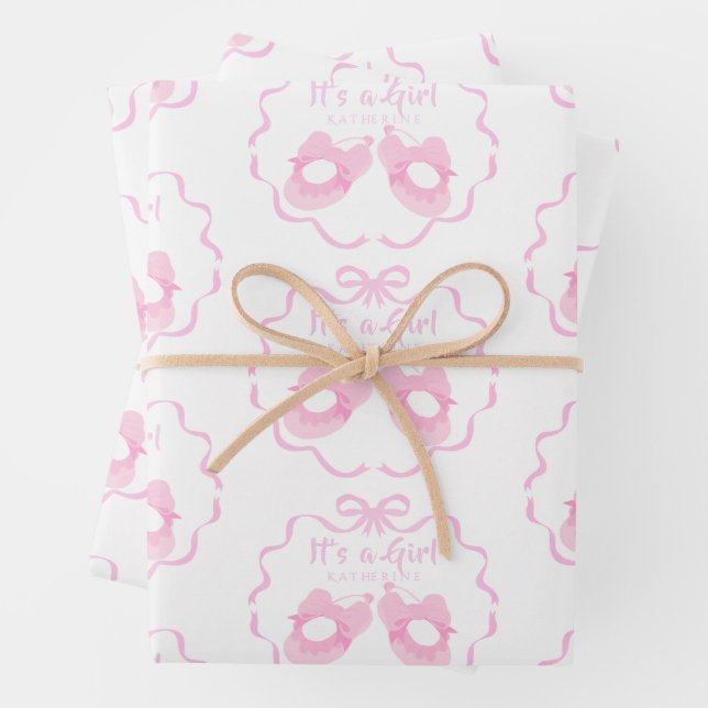 Hoja De Papel De Regalo La cinta de opciones es un blanco Chica (In situ)