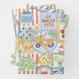 Hoja De Papel De Regalo La Dolce Vita Limones de Verano Italianos Mediterr