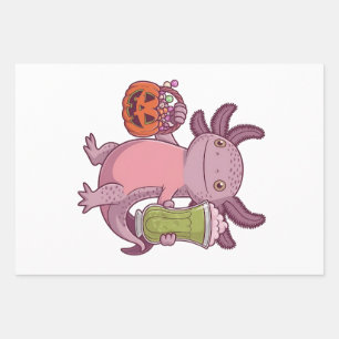 Hoja De Papel De Regalo La espeluznante Axolotl sostiene Matcha y trata Ha