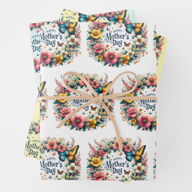 Hoja De Papel De Regalo La flor del día de la madre con 3 colores de marip (In situ)