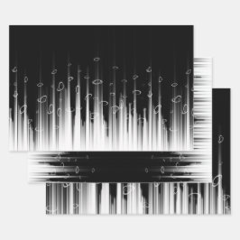 Hoja De Papel De Regalo La Línea En Círculo Hipnótica Negra Y Blanca Estir