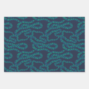 Hoja De Papel De Regalo La marina oscura y la serpiente verde turquesa
