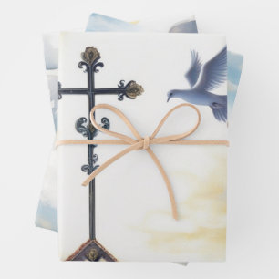 Hoja De Papel De Regalo La paloma de la paz y la reflexión cruzada
