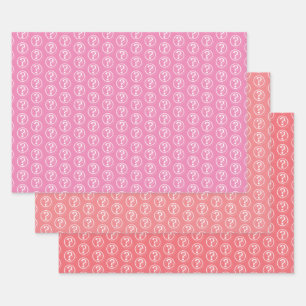 Hoja De Papel De Regalo La Pregunta Blanca Marca El Patrón En Rosa