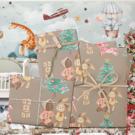 Hoja De Papel De Regalo La primera navidad de una niña negra de Kraft rúst