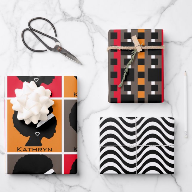 Hoja De Papel De Regalo La silueta femenina personalizada (Anverso)