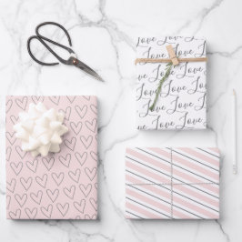 Hoja De Papel De Regalo La tipografía rosa de Rubor cute el corazón de San