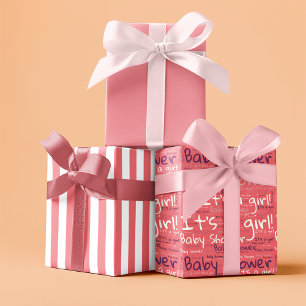 Hoja De Papel De Regalo La tipografía simple es un Baby Shower Chica