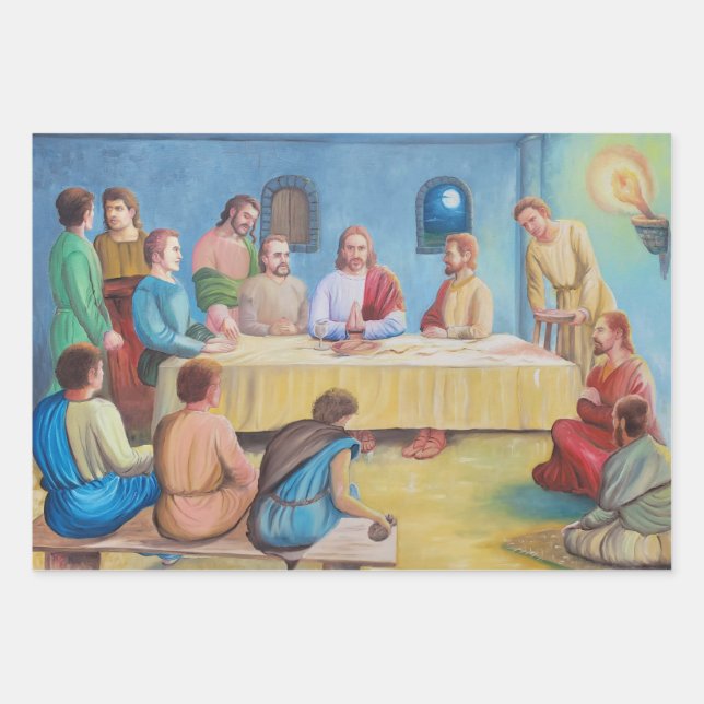 Hoja De Papel De Regalo La Última Cena: Jesús y los Discípulos (Anverso)
