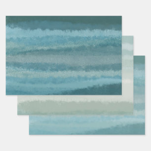 Hoja De Papel De Regalo La variedad azul Aqua de la pintura cruda Minimali
