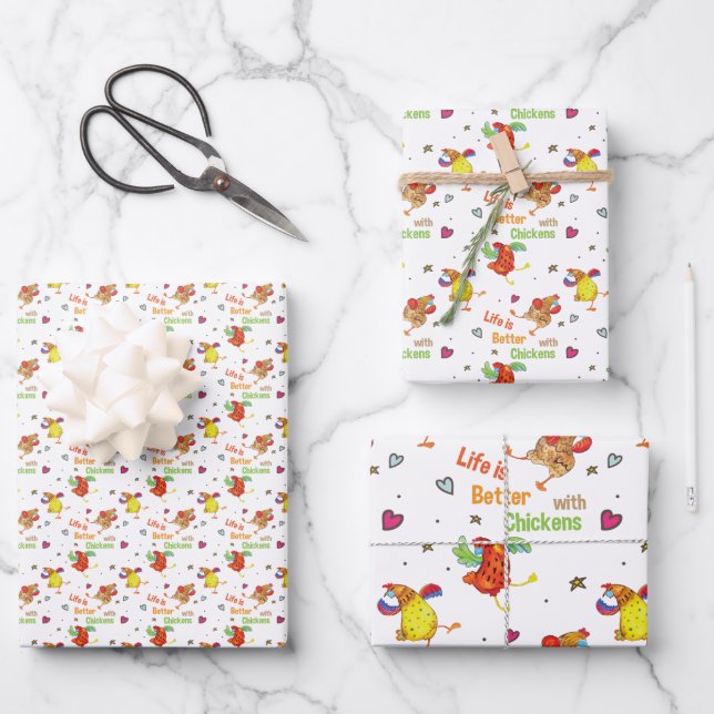 Hoja De Papel De Regalo La vida es mejor con el arte acuático del pollo (Anverso)