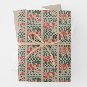Hoja De Papel De Regalo La Vida Sucede La Música de Navidad Ayuda Divertid