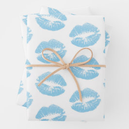 Hoja De Papel De Regalo Labios Azules, Patrón De Labios, Labios Azules, Be