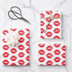 Hoja De Papel De Regalo Labios Rojos, Labios Rojos, Beso, Patrón De Labios
