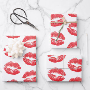 Hoja De Papel De Regalo Labios Rojos, Patrón De Labios, Labial Rojo, Beso