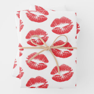 Hoja De Papel De Regalo Labios Rojos, Patrón De Labios, Labios Rojos, Beso