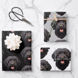 Hoja De Papel De Regalo Labradoodle Perro Negro