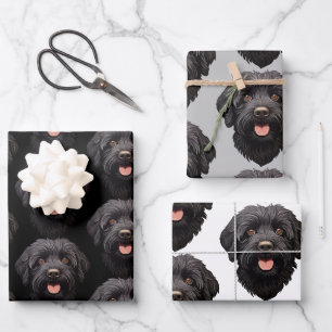 Hoja De Papel De Regalo Labradoodle Perro Negro