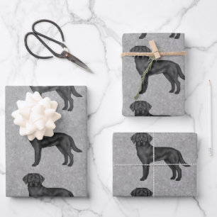 Hoja De Papel De Regalo Labrador Retriever Negro Patrón de Perro Lindo Gri
