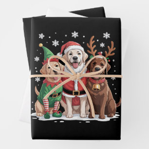 Hoja De Papel De Regalo Labrador Retriever Perros de Navidad Santa Reno
