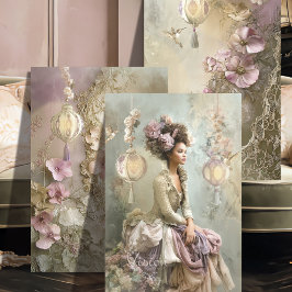 Hoja De Papel De Regalo Lace and Light Triptych Sage Mauve Floral Lady