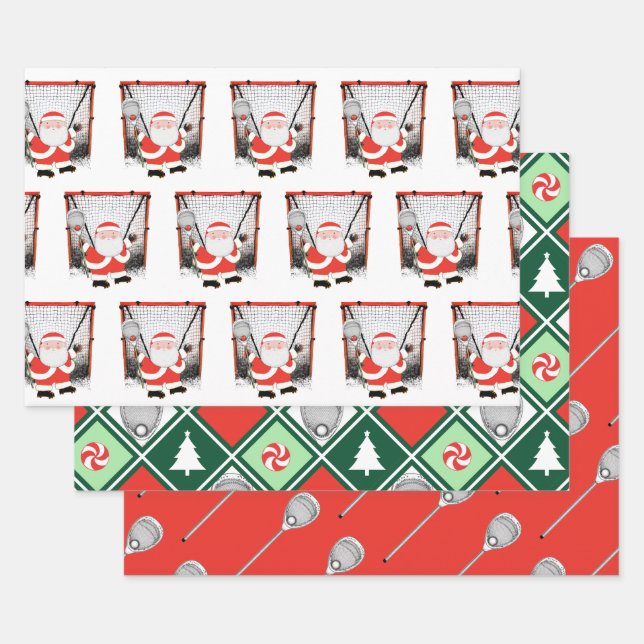 Hoja De Papel De Regalo Lacrosse Goalie Holiday Gift Wrapping Paper (Set)