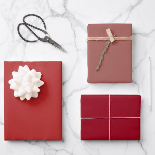 Hoja De Papel De Regalo Ladrillo Carmesí Rojo Plain Redwood Tonos Rojo 3