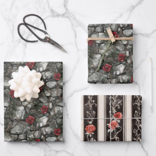Hoja De Papel De Regalo Ladrillos Bodas Rosas Rojas