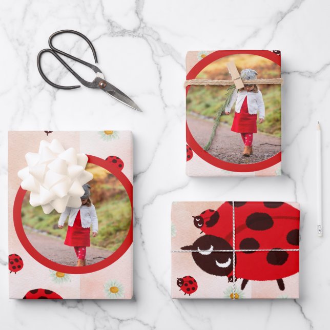 Hoja De Papel De Regalo lady bug party photo (Anverso)