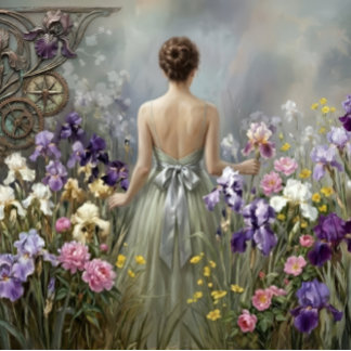 Hoja De Papel De Regalo Lady in the purple meadow Decoupage 