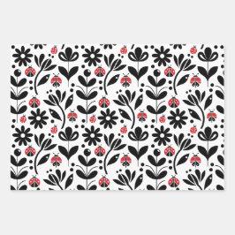 HOJA DE PAPEL DE REGALO LADYBUGS & FLOWERS