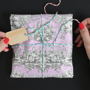 Hoja De Papel De Regalo Lago floral vintage rosa toile de jouy