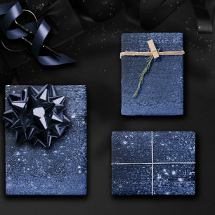 Hoja De Papel De Regalo Laminado Brillante Azul Marino Oscuro Brillo Fal