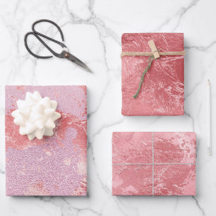 Hoja De Papel De Regalo Laminado metálico rosa glamuroso brillante