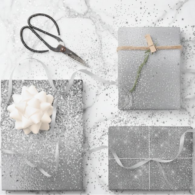Hoja De Papel De Regalo Láminas de brillo gris plateado (Subido por el creador)