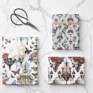 Hoja De Papel De Regalo Lámparas florales con Rosas y mariposas