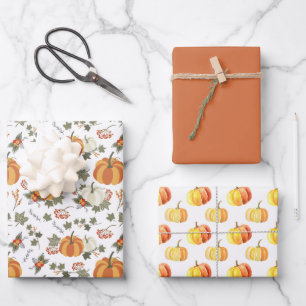 Hoja De Papel De Regalo Las calabazas de la caída divertida coordinadas