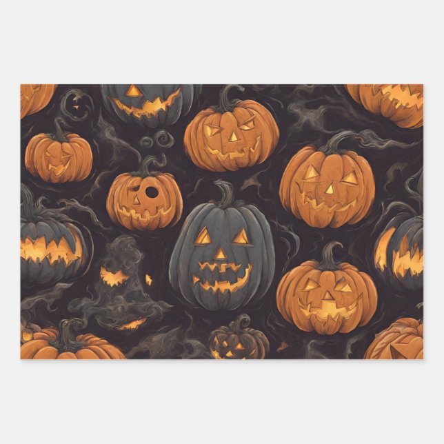 Hoja De Papel De Regalo Las calabazas más precarias de Halloween (Anverso)