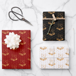Hoja De Papel De Regalo Las campanas de los navidades en rojo, negro y bla