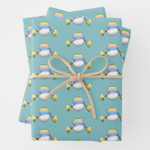 Hoja De Papel De Regalo Las gallinas pintan un huevo de Pascua hermoso