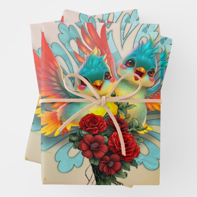 Hoja De Papel De Regalo Las lindas aves de buen humor. (In situ)