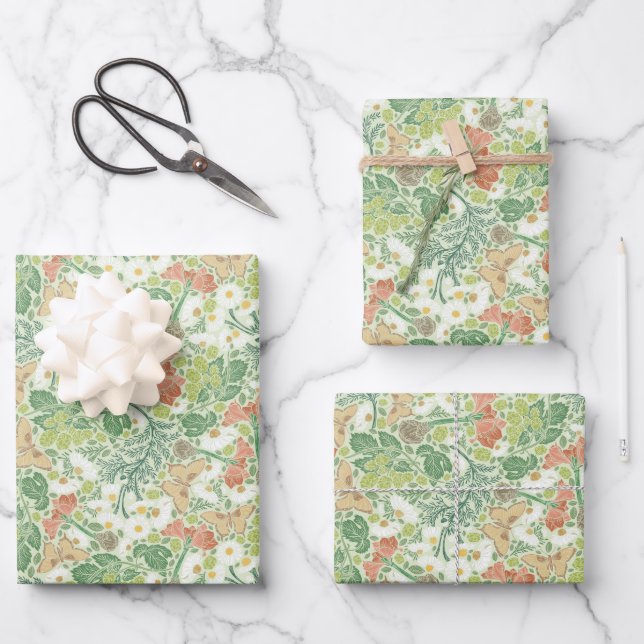 Hoja De Papel De Regalo Las mariposas amarillas blancas antiguas en el jar (Anverso)