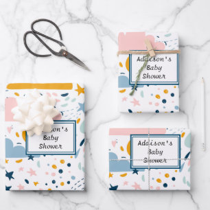 Hoja De Papel De Regalo Las nubes azules caen en Baby Shower