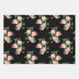 Hoja De Papel De Regalo Las rosas rosas rosas pintadas en negro
