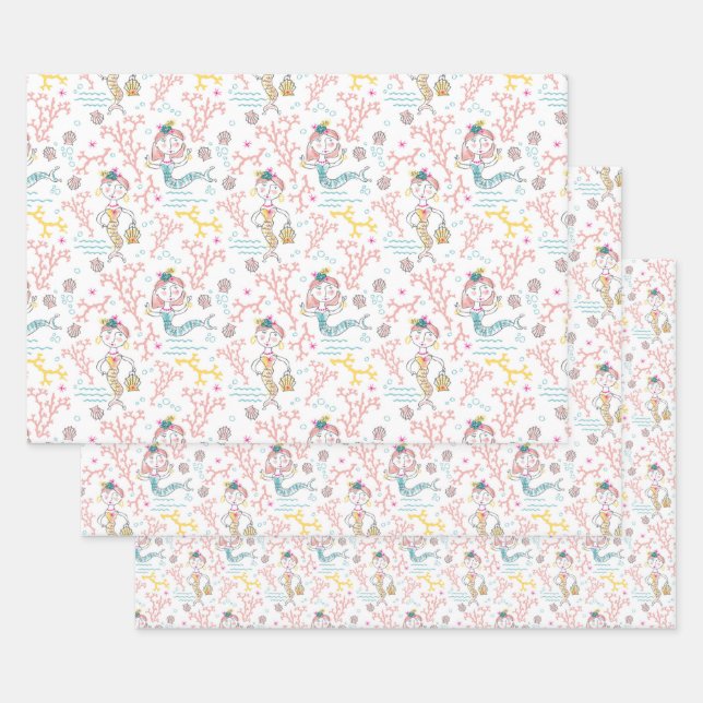 Hoja De Papel De Regalo Las Sirenas Cutas Craft Decoupage Scrapbook And Gi (Set)