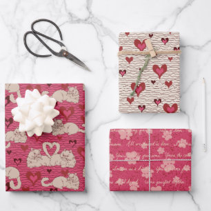 Hoja De Papel De Regalo Las velas de gato el día de San Valentín del amor