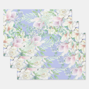 Hoja De Papel De Regalo Lavanda de color de agua pastel , Florencia rosa y
