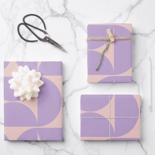 Hoja De Papel De Regalo Lavanda de diseño moderno de mediados del siglo (Anverso)